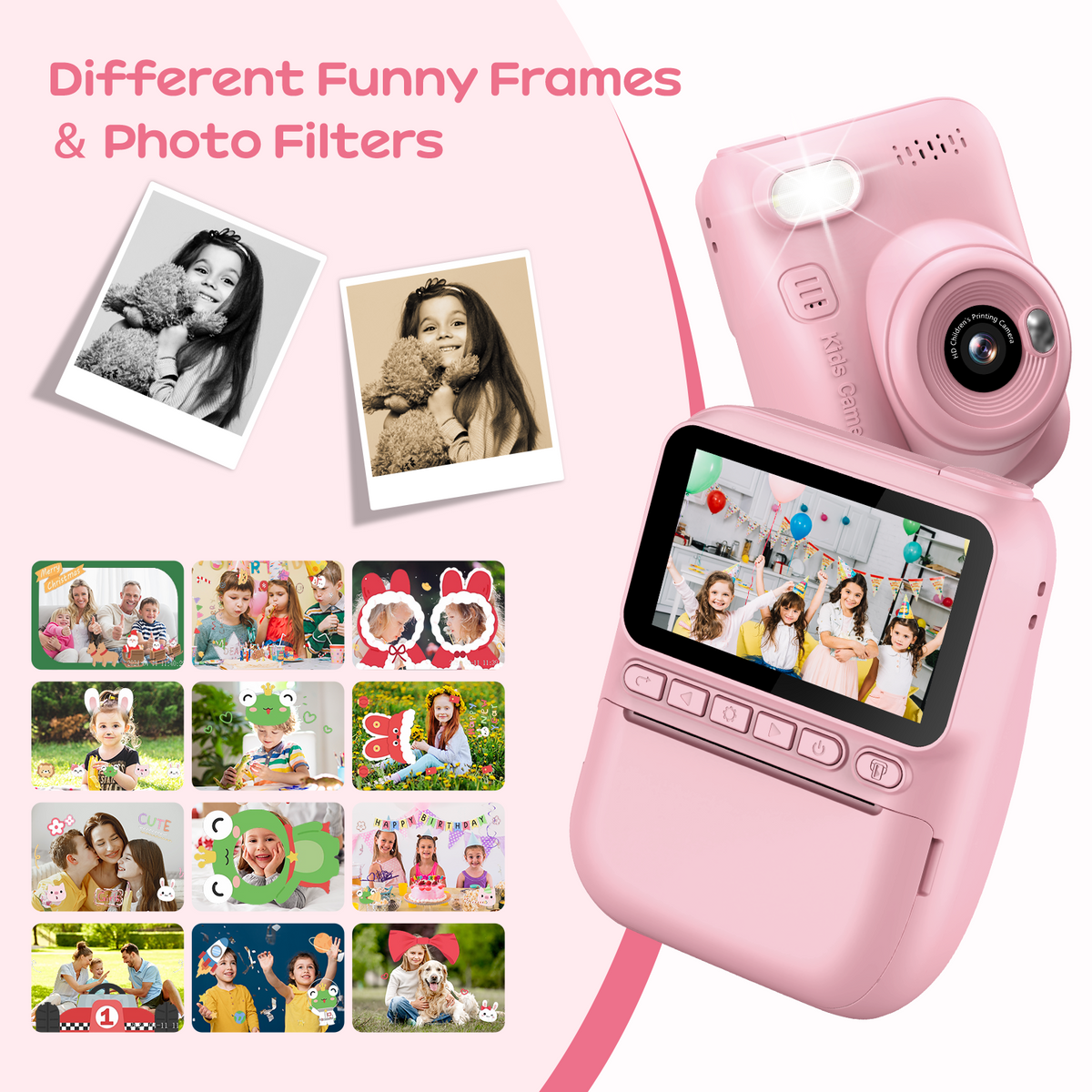 GREENKINDER Macchina Fotografica Bambini Istantanea,3,0 Pollici 14MP Fotocamera Istantanea Bambini Scheda Memoria,1080P Fotocamera Digital per Bambini,Giocattolo Regalo Natale per Bambino da 3-12 Anni