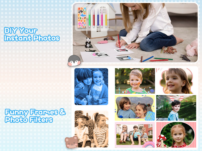 Kids Camera Instant Print, Christmas Birthday Gifts for Girl Boys 3-12 Years Old, FHD Selfie Digital Video Cameras Toddler 3 Rolls Print Paper & 32G Card (Blue)