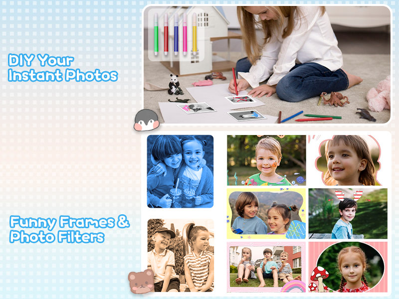 Kids Camera Instant Print, Christmas Birthday Gifts for Girl Boys 3-12 Years Old, FHD Selfie Digital Video Cameras Toddler 3 Rolls Print Paper & 32G Card (Blue)