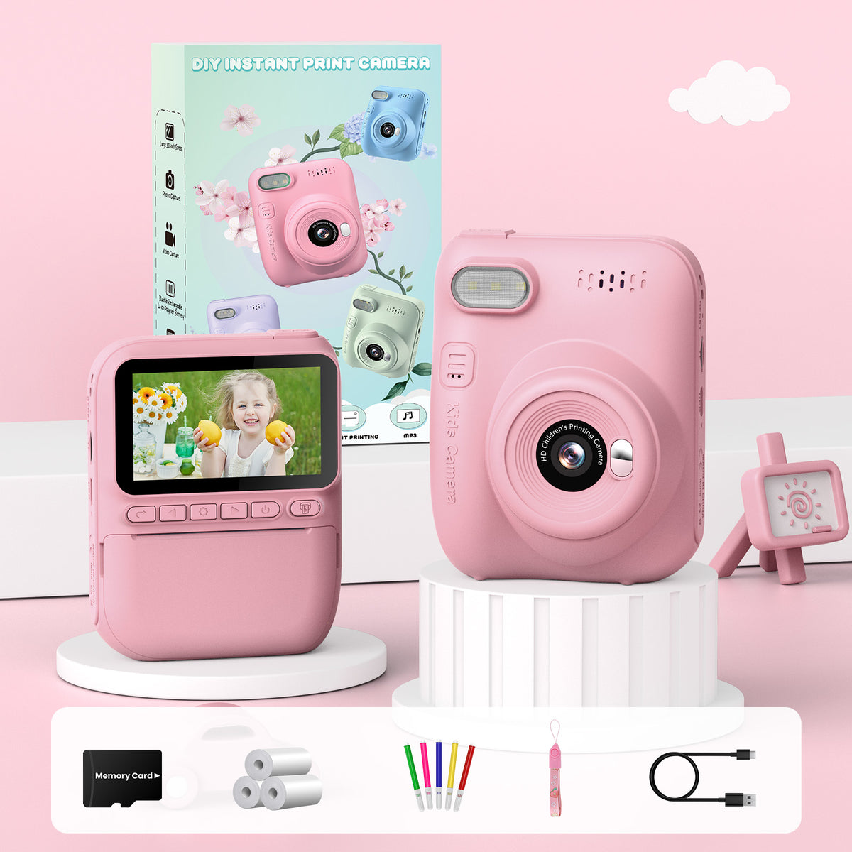 GREENKINDER Macchina Fotografica Bambini Istantanea,3,0 Pollici 14MP Fotocamera Istantanea Bambini Scheda Memoria,1080P Fotocamera Digital per Bambini,Giocattolo Regalo Natale per Bambino da 3-12 Anni
